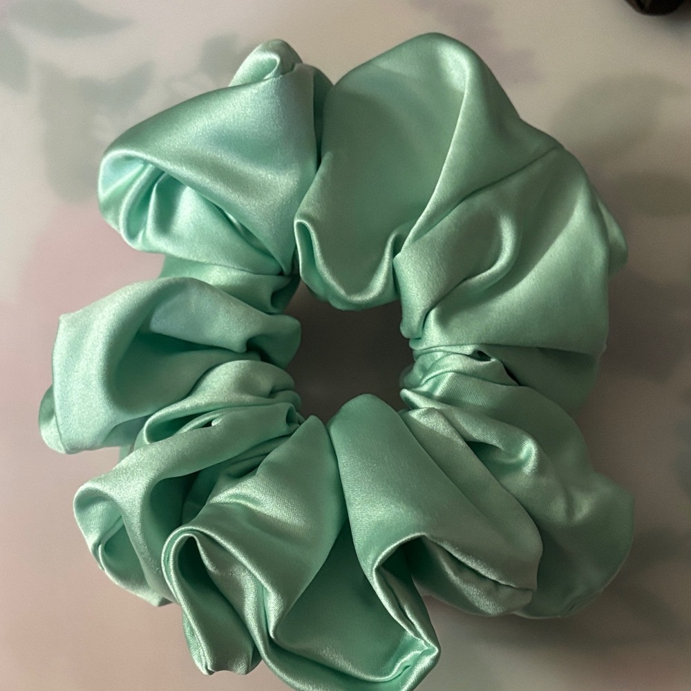 Chic Seafoam Satin Hair Scrunchie